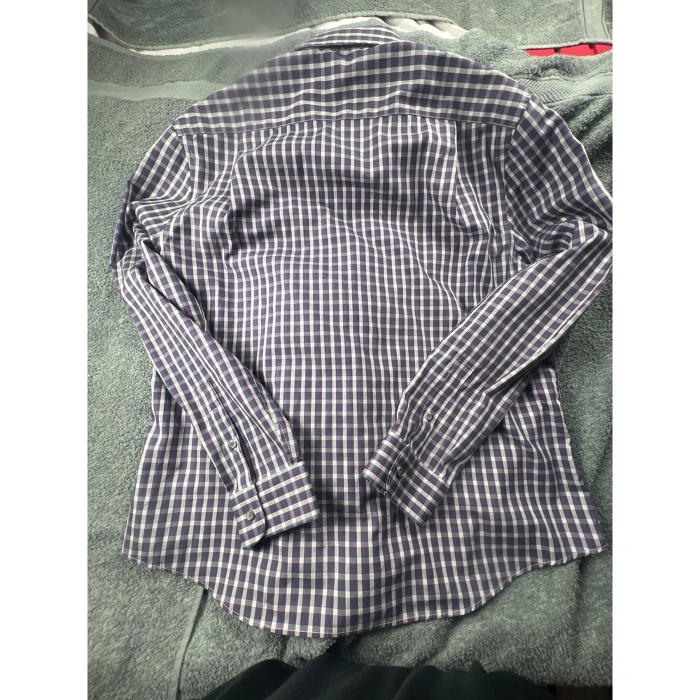 JOS A BANK RESERVE Slim Fit Purple White Checkered Dress Mens XL Egyptian Cotton - Picture 5 of 5